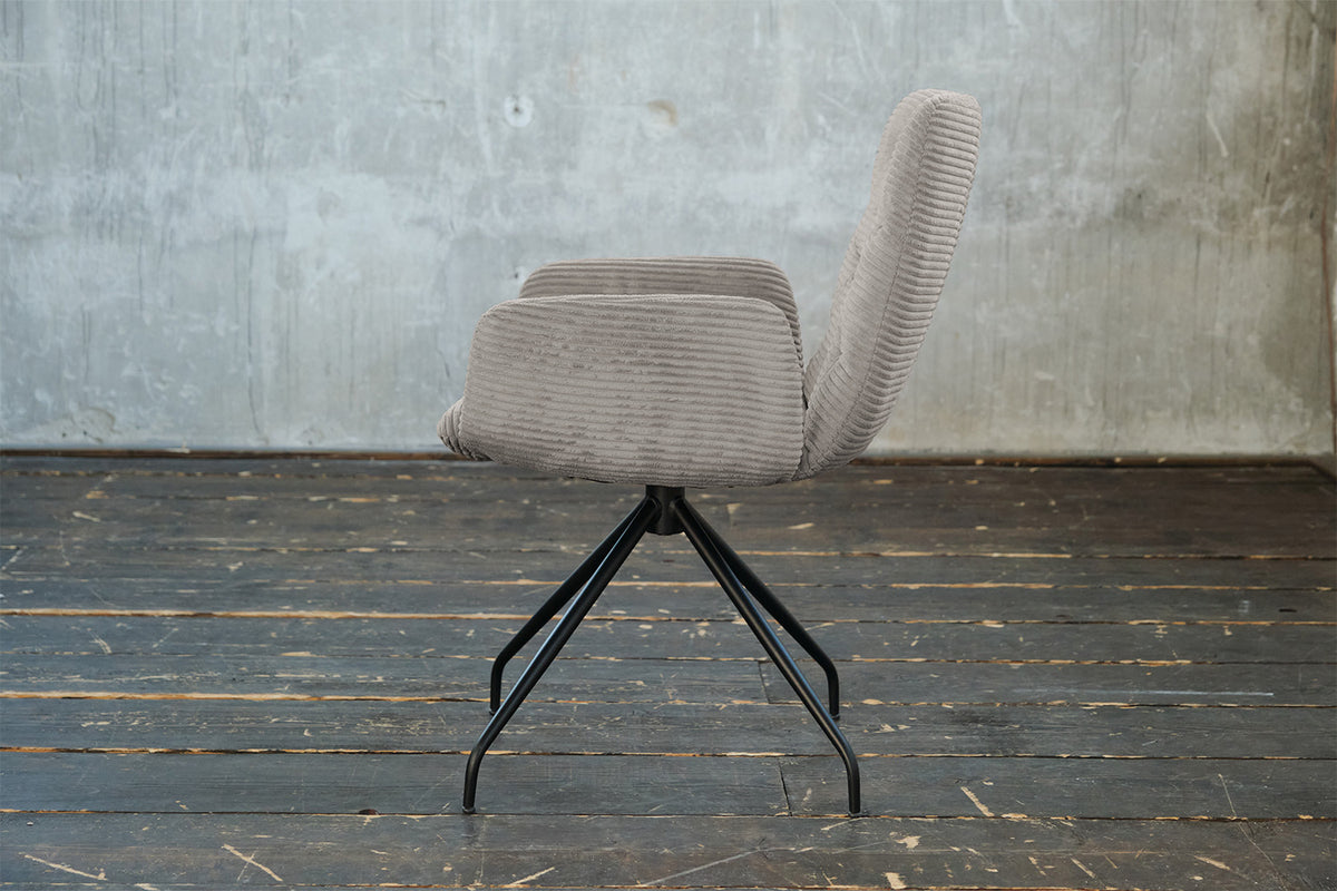 KAWOLA Stuhl NEW CHARME Drehstuhl Esszimmersessel Cord steingrau