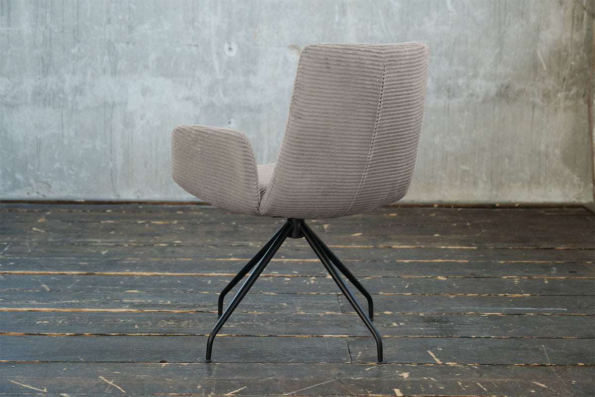 KAWOLA Stuhl NEW CHARME Drehstuhl Esszimmersessel Cord steingrau
