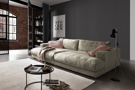 B-Ware KAWOLA Big Sofa MADELINE Cord steingrau