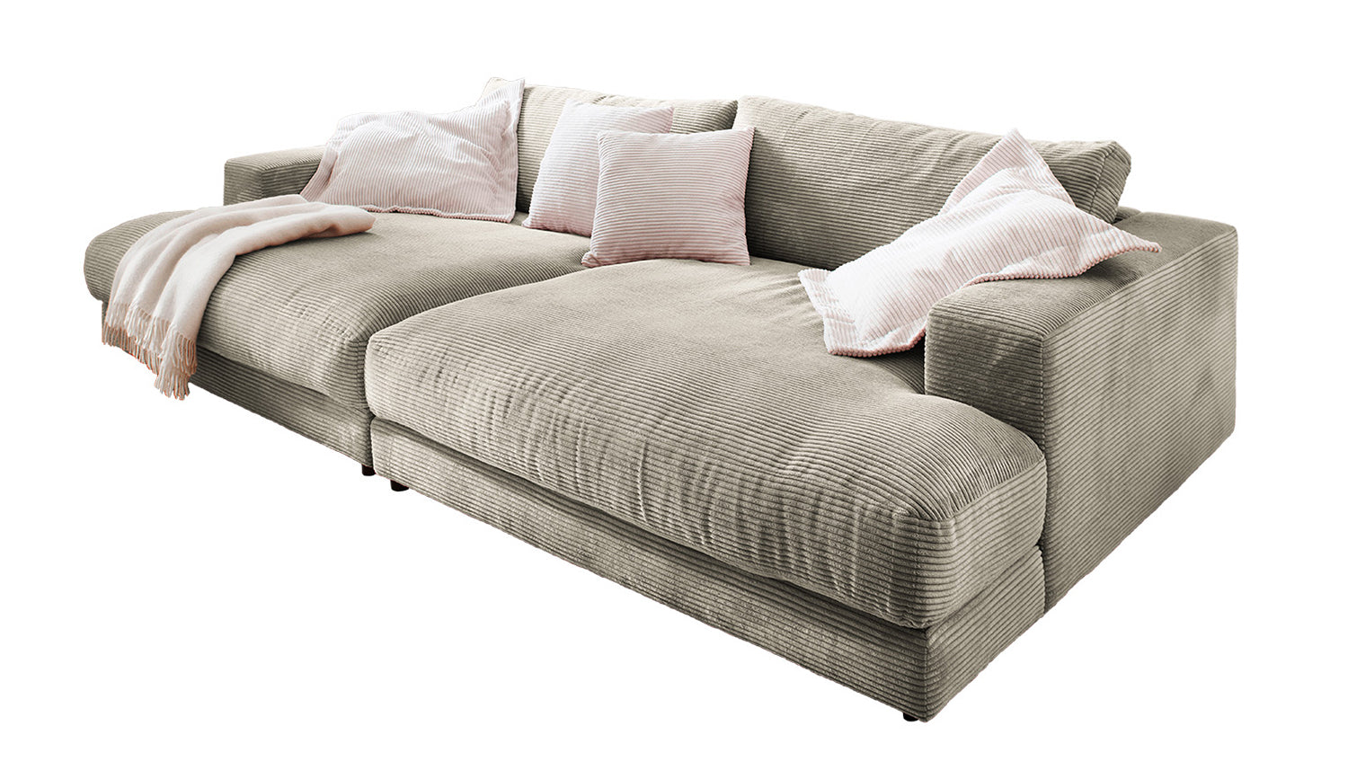 B-Ware KAWOLA Big Sofa MADELINE Cord steingrau