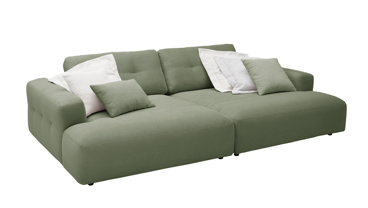 B-Ware KAWOLA Big Sofa MIKA Feincord olivgrün