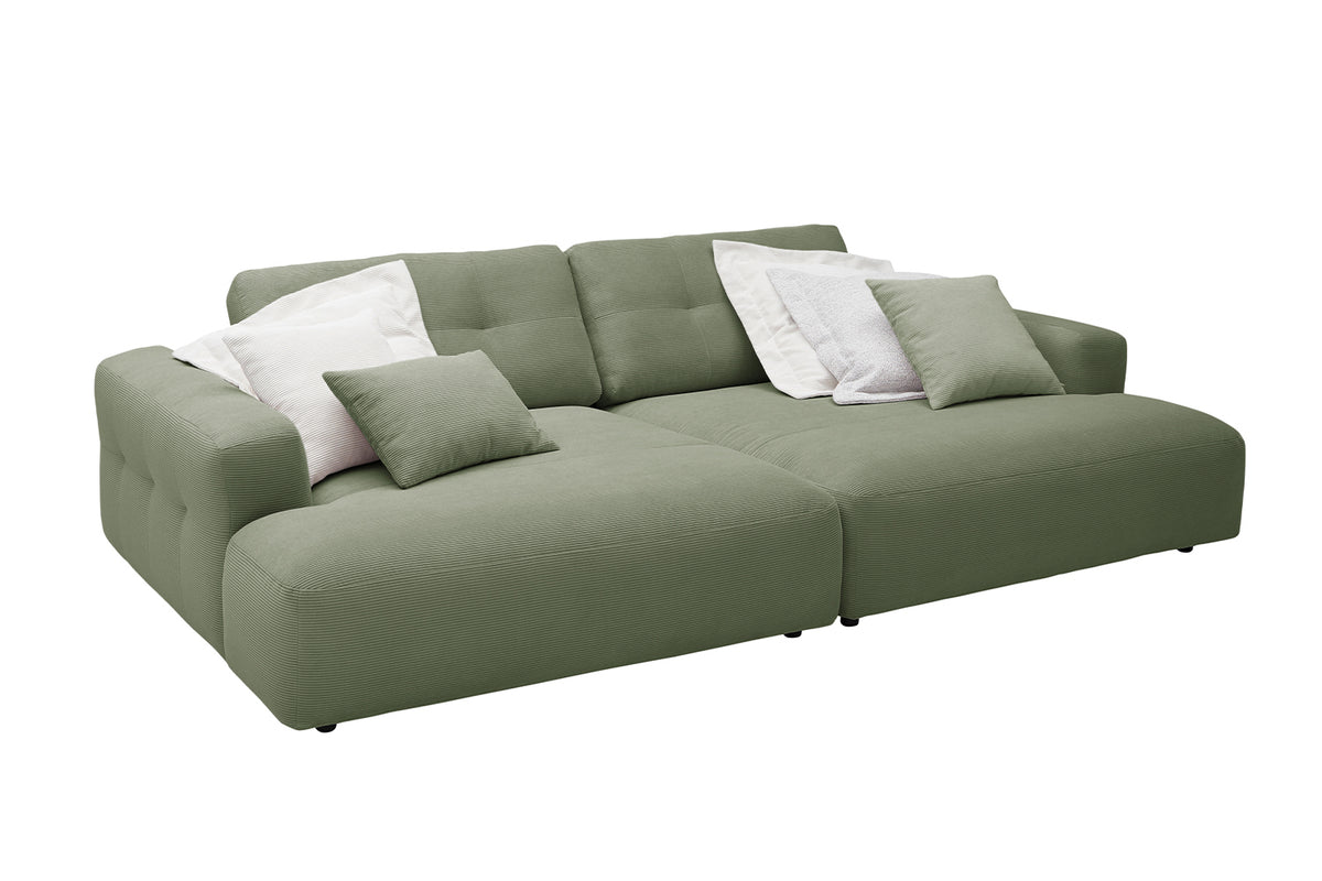 B-Ware KAWOLA Big Sofa MIKA Feincord olivgrün