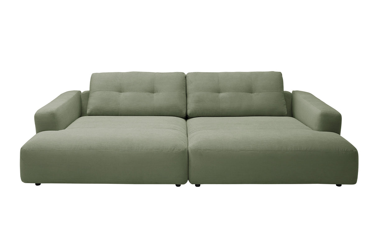 B-Ware KAWOLA Big Sofa MIKA Feincord olivgrün