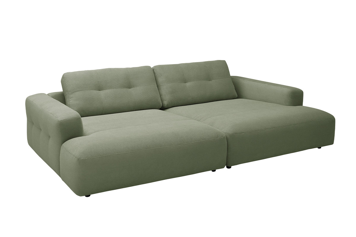 B-Ware KAWOLA Big Sofa MIKA Feincord olivgrün