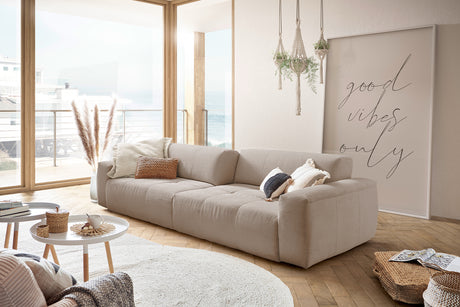 B-Ware KAWOLA Big Sofa PALACE 3-Sitzer mit Sitztiefenverstellung Cord taupe