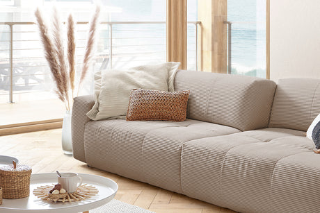 B-Ware KAWOLA Big Sofa PALACE 3-Sitzer mit Sitztiefenverstellung Cord taupe