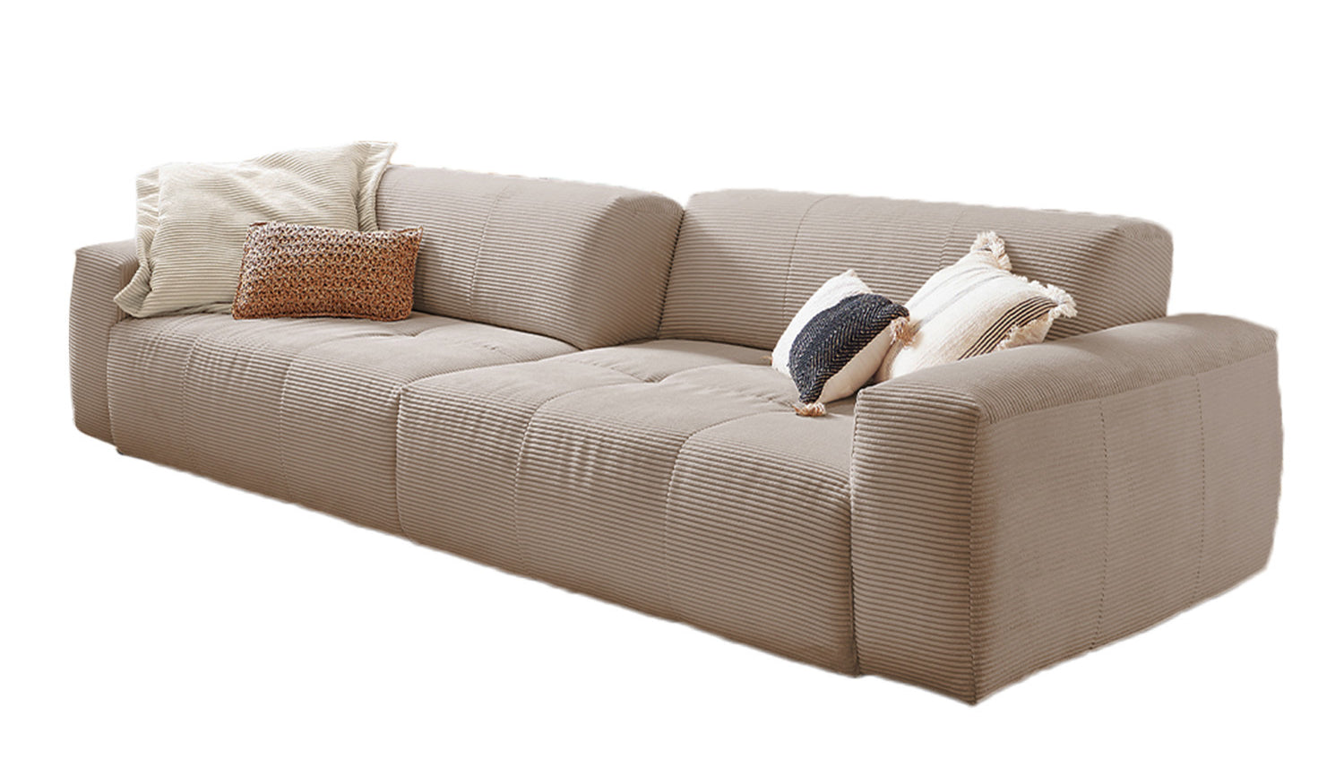 B-Ware KAWOLA Big Sofa PALACE 3-Sitzer mit Sitztiefenverstellung Cord taupe