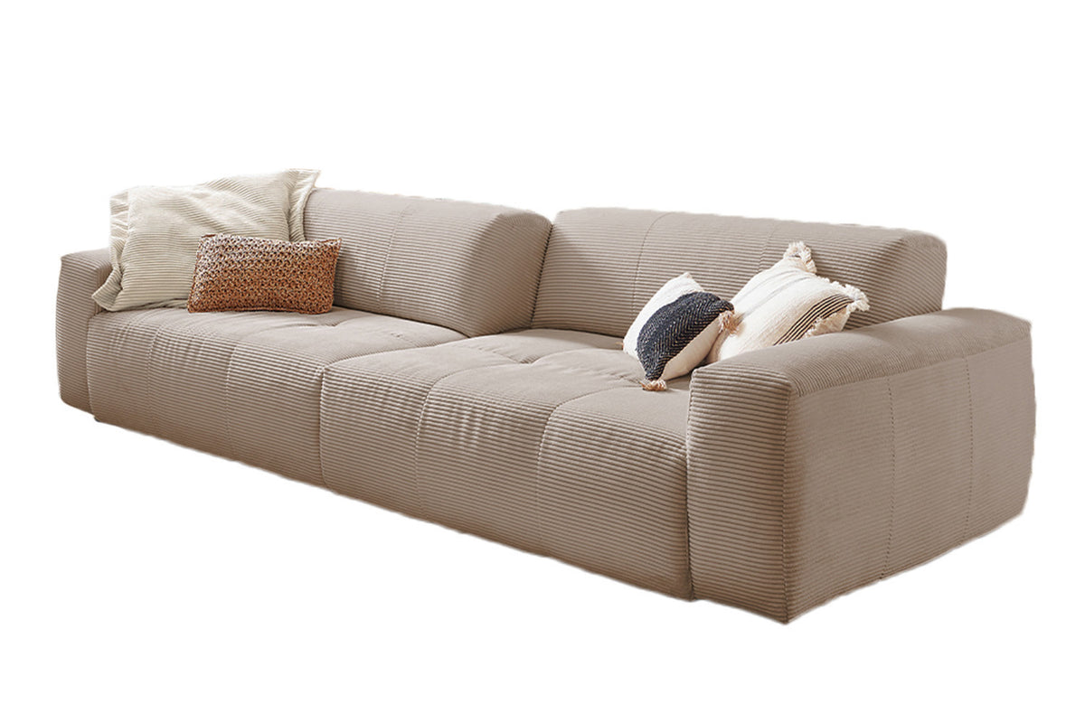 B-Ware KAWOLA Big Sofa PALACE 3-Sitzer mit Sitztiefenverstellung Cord taupe