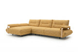 B-Ware KAWOLA Ecksofa ANISSA Stoff gelb manuelle Rückenverstellung Longchair links