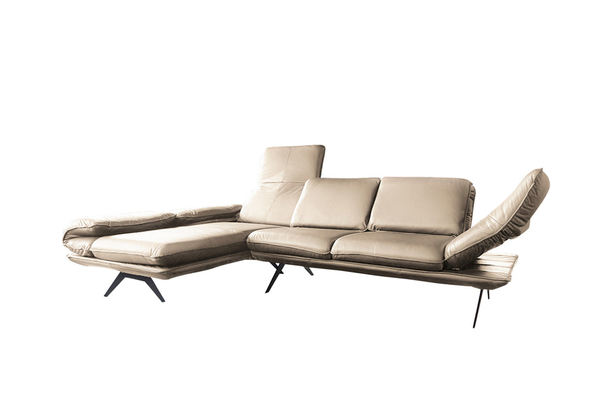 B-Ware KAWOLA Ecksofa JACK Leder beige Recamiere links