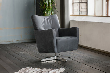 B-Ware KAWOLA Sessel ALINE Drehsessel Sessel Leder schwarz (B/H/T)