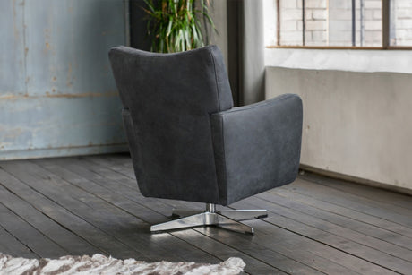 B-Ware KAWOLA Sessel ALINE Drehsessel Sessel Leder schwarz (B/H/T)