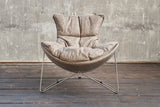 B-Ware KAWOLA Sessel FINA Polstersessel Metallgestell Microfaser beige
