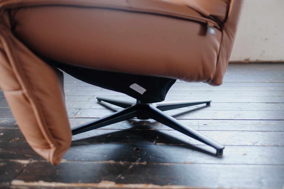 B-Ware KAWOLA Sessel MIKO Relaxsessel drehbar Leder braun
