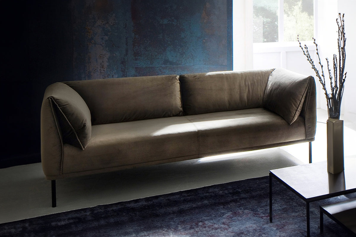 B-Ware KAWOLA Sofa CARRY, 3-Sitzer Stoff olivgrün