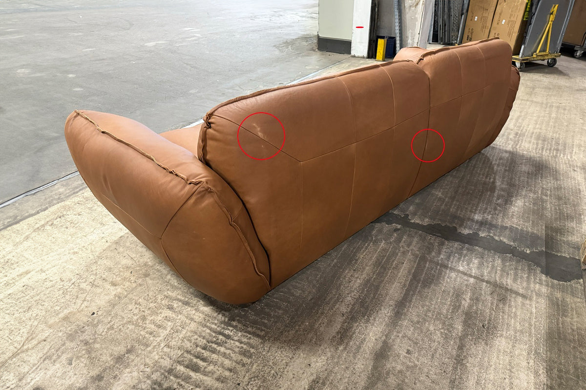 B-Ware KAWOLA Sofa DAVITO 4-Sitzer Megasofa Leder cognac