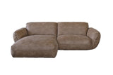 B-Ware KAWOLA Sofa DAVITO Ecksofa Lederimitat im Vintagelook braun Recamiere links