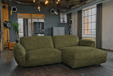 B-Ware KAWOLA Sofa DAVITO Ecksofa Lederimitat im Vintagelook olivgrün Recamiere rechts