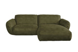 B-Ware KAWOLA Sofa DAVITO Ecksofa Lederimitat im Vintagelook olivgrün Recamiere rechts