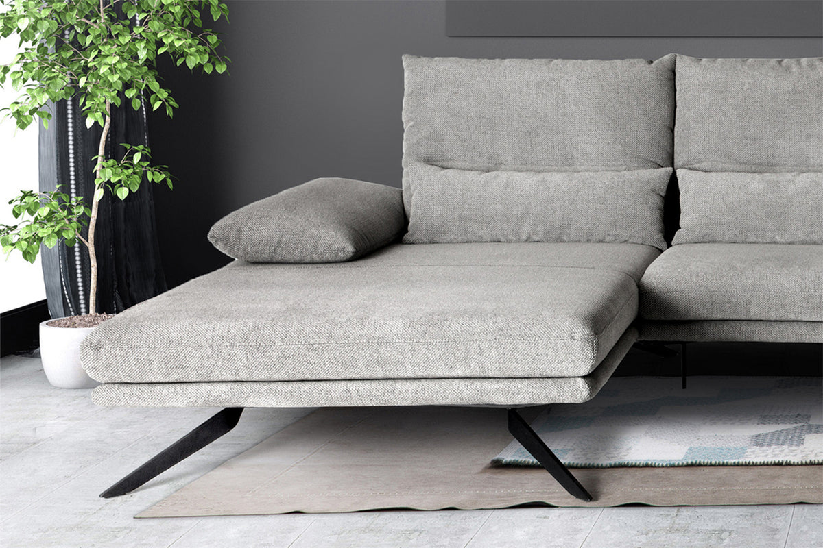 B-Ware KAWOLA Sofa FENICE Ecksofa Stoff Recamiere links light grey