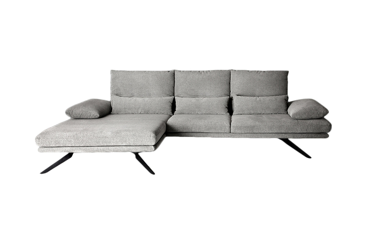 B-Ware KAWOLA Sofa FENICE Ecksofa Stoff Recamiere links light grey