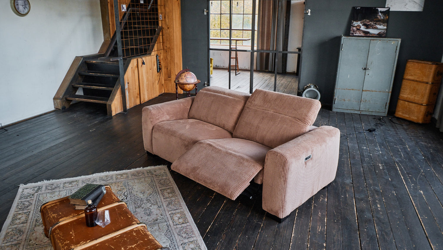 B-Ware KAWOLA Sofa FINN 3-Sitzer mit Relaxfunktion Cord braun