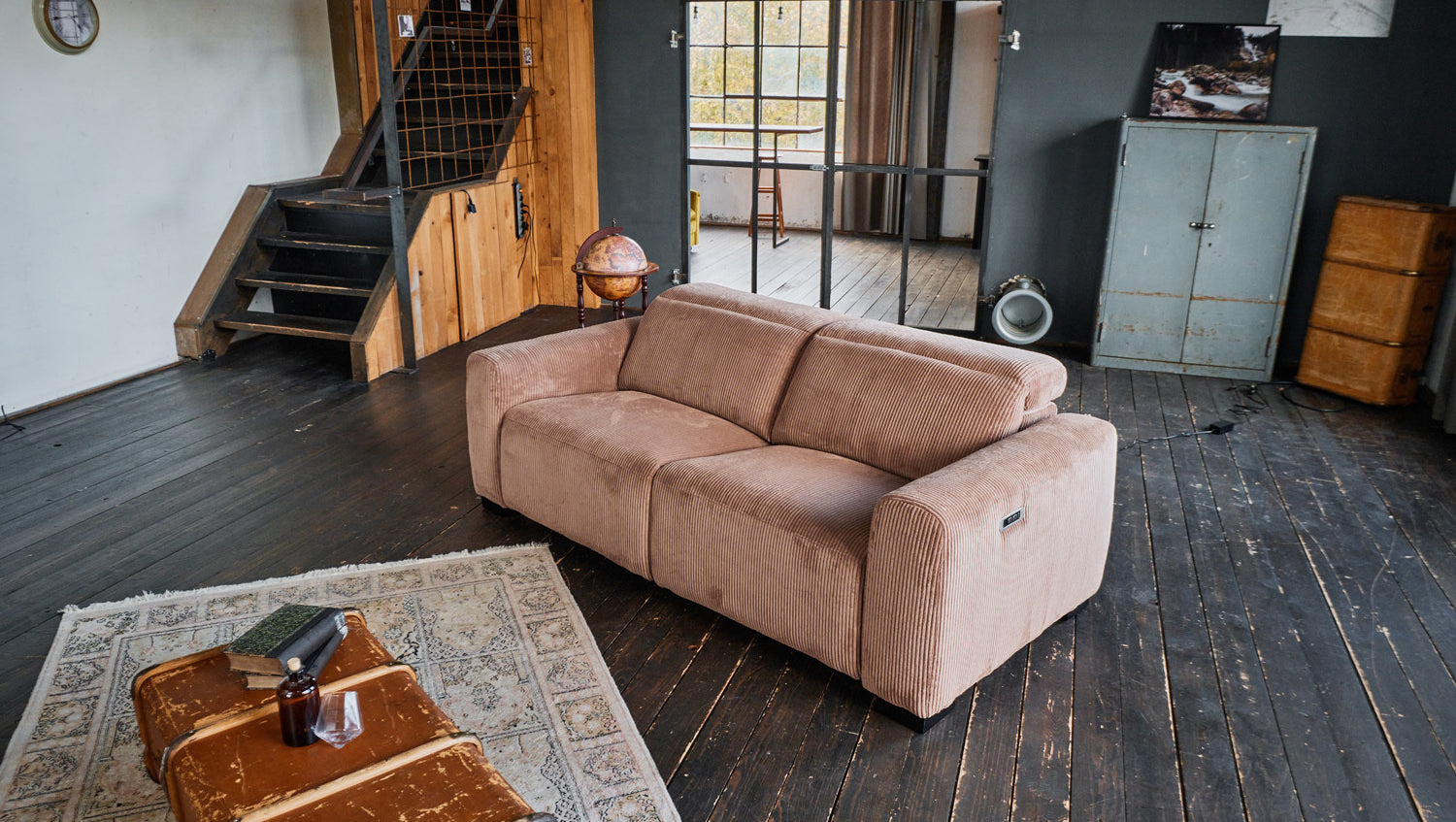 B-Ware KAWOLA Sofa FINN 3-Sitzer mit Relaxfunktion Cord braun