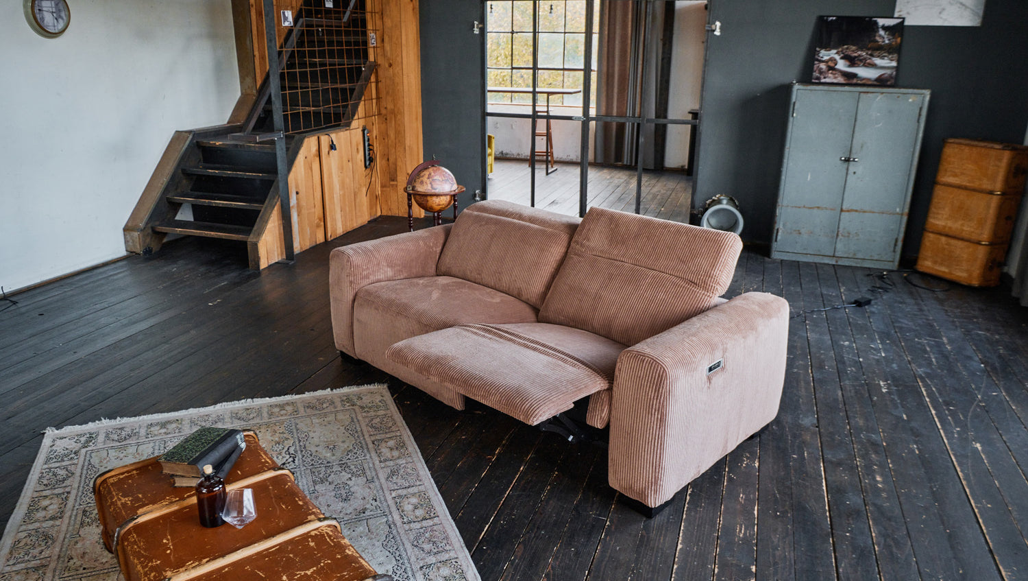 B-Ware KAWOLA Sofa FINN 3-Sitzer mit Relaxfunktion Cord braun