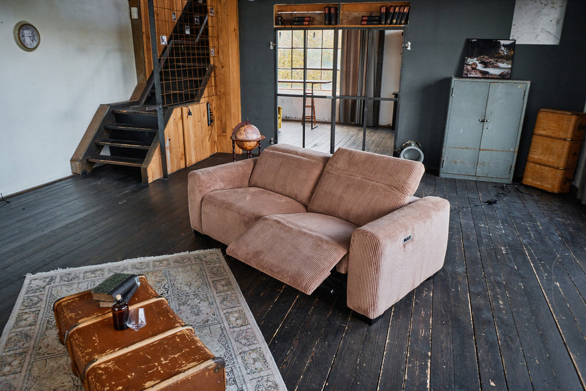 B-Ware KAWOLA Sofa FINN 3-Sitzer mit Relaxfunktion Cord braun