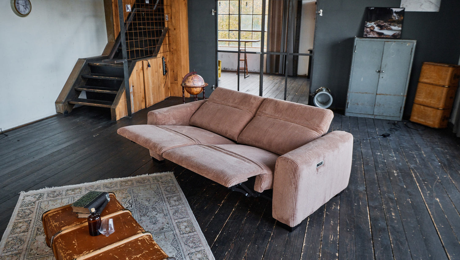 B-Ware KAWOLA Sofa FINN 3-Sitzer mit Relaxfunktion Cord braun