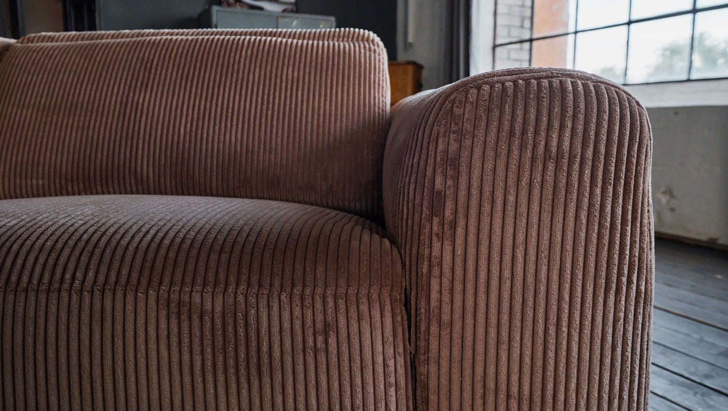 B-Ware KAWOLA Sofa FINN 3-Sitzer mit Relaxfunktion Cord braun