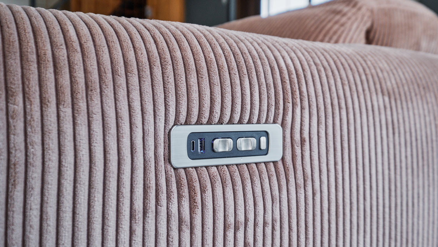 B-Ware KAWOLA Sofa FINN 3-Sitzer mit Relaxfunktion Cord braun