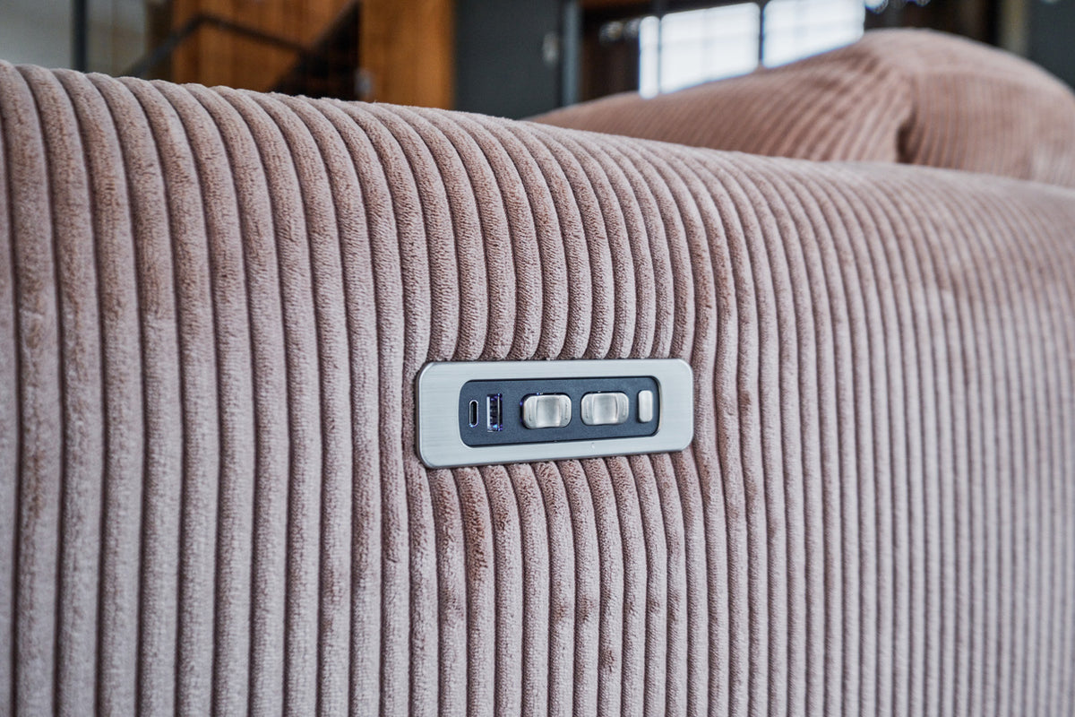 B-Ware KAWOLA Sofa FINN 3-Sitzer mit Relaxfunktion Cord braun