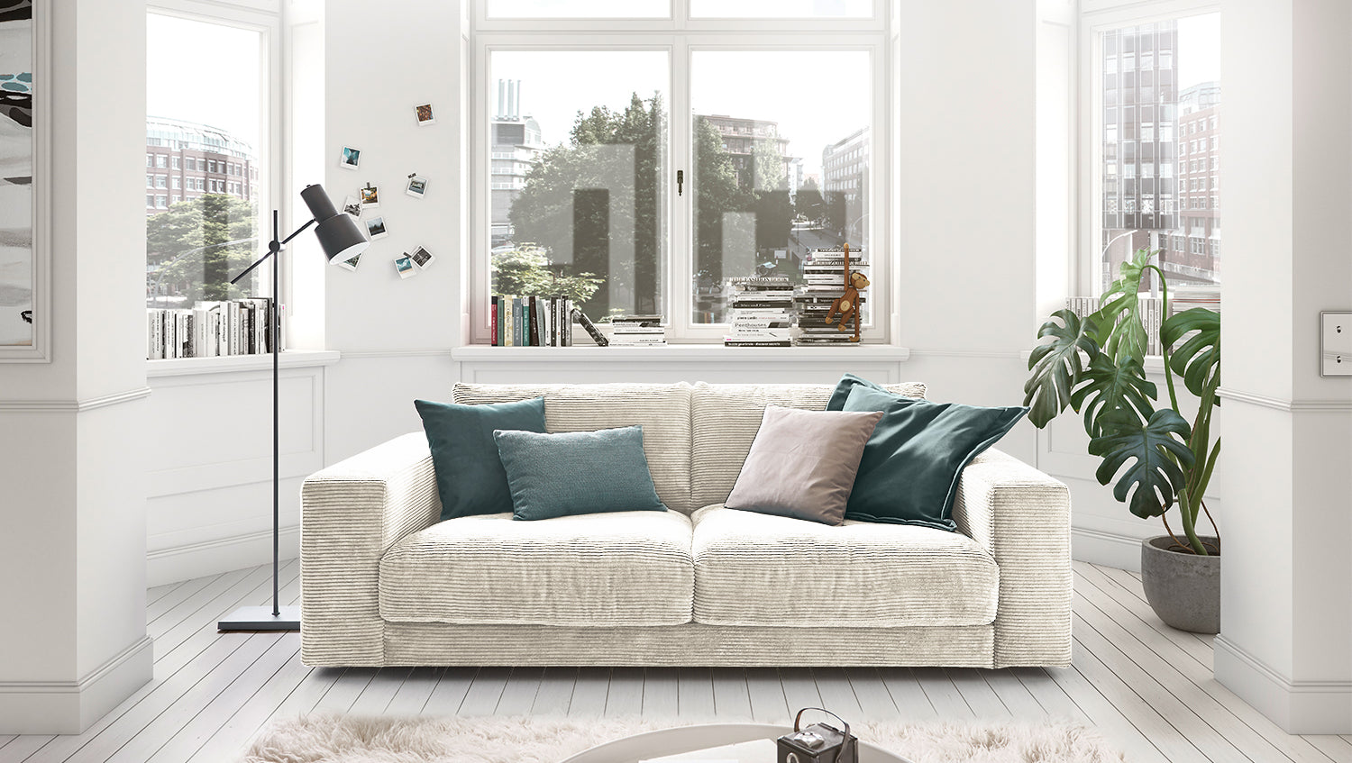 B-Ware KAWOLA Sofa MADELINE 2-Sitzer Cord cremeweiß