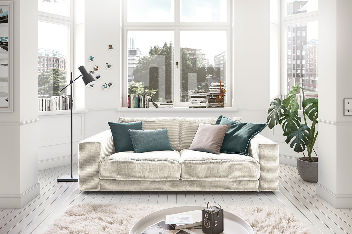 B-Ware KAWOLA Sofa MADELINE 2-Sitzer Cord cremeweiß