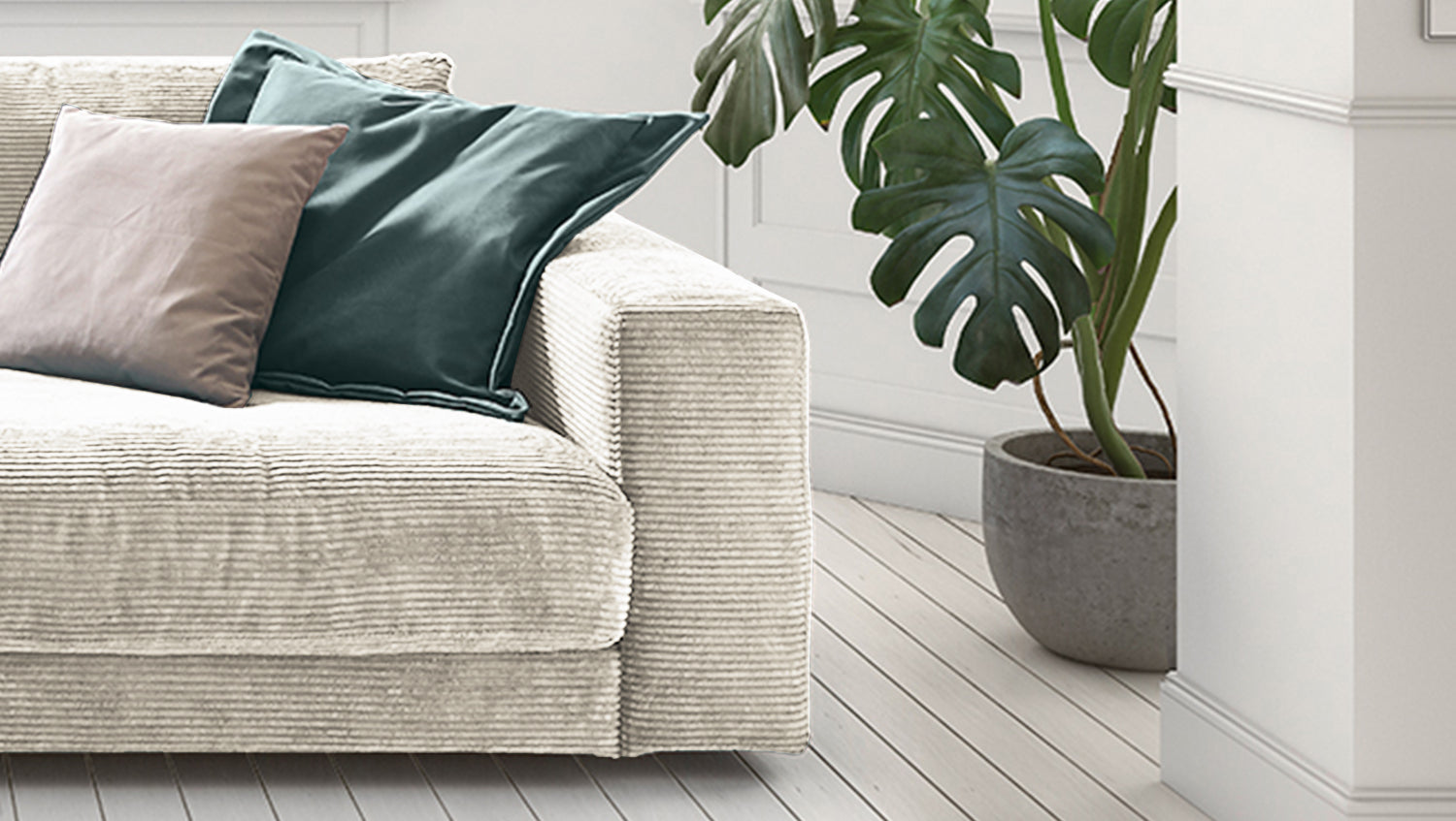 B-Ware KAWOLA Sofa MADELINE 2-Sitzer Cord cremeweiß
