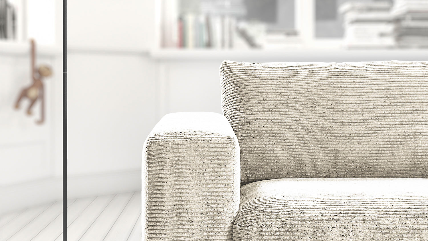 B-Ware KAWOLA Sofa MADELINE 2-Sitzer Cord cremeweiß