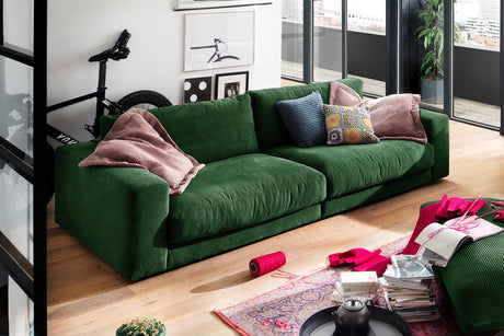B-Ware KAWOLA Sofa MADELINE 3-Sitzer Cord smaragd