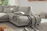 B-Ware KAWOLA Sofa MADELINE Ecksofa Cord steingrau Recamiere rechts