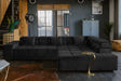 B-Ware KAWOLA Sofa NEVADA Ecksofa Velvet schwarz Recamiere rechts mit motorischem Sitzvorzug
