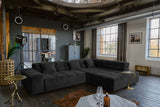 B-Ware KAWOLA Sofa NEVADA Ecksofa Velvet schwarz Recamiere rechts mit motorischem Sitzvorzug