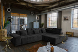 B-Ware KAWOLA Sofa NEVADA Ecksofa Velvet schwarz Recamiere rechts mit motorischem Sitzvorzug