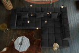 B-Ware KAWOLA Sofa NEVADA Ecksofa Velvet schwarz Recamiere rechts mit motorischem Sitzvorzug