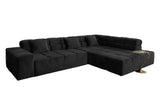 B-Ware KAWOLA Sofa NEVADA Ecksofa Velvet schwarz Recamiere rechts mit motorischem Sitzvorzug