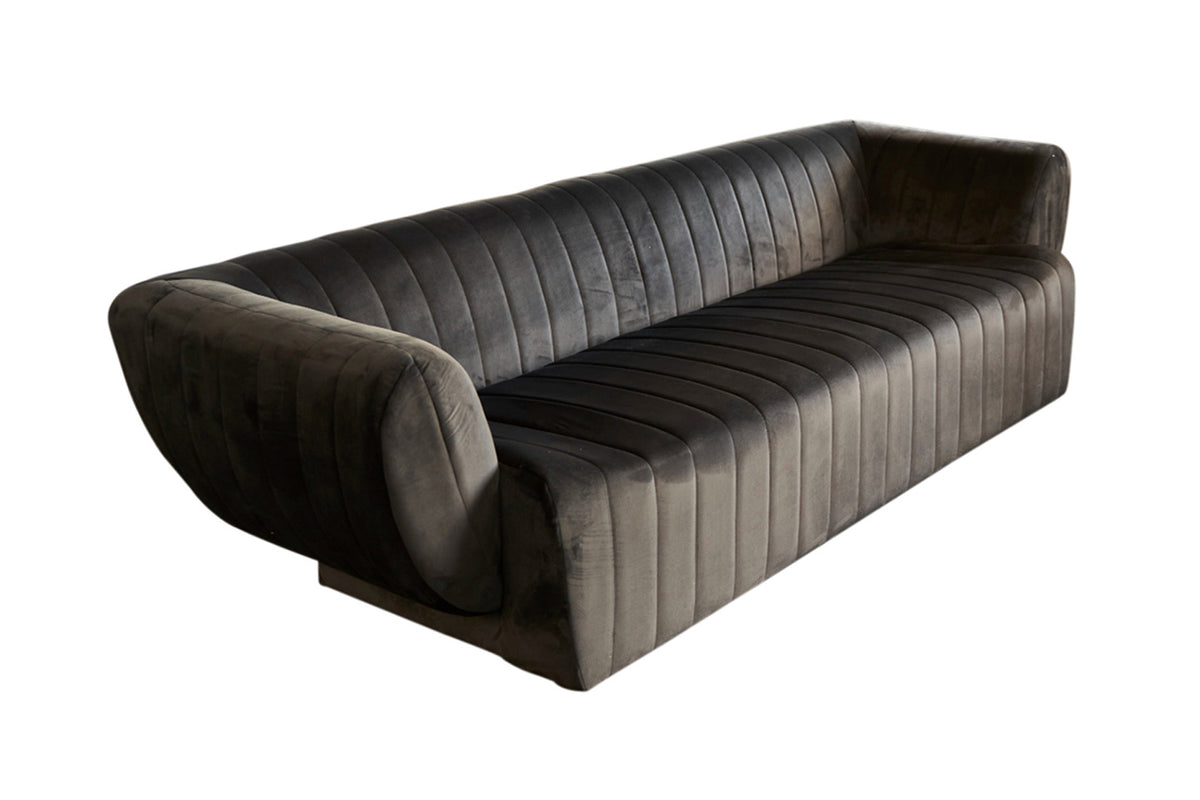 B-Ware KAWOLA Sofa NORLO 3-Sitzer Stoff velvet schwarz