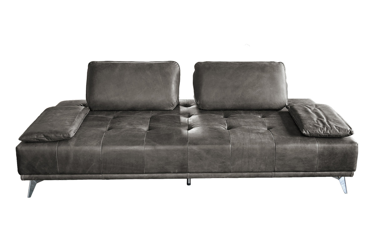 B-Ware KAWOLA Sofa WIOLO Schlafsofa Daybed Leder grau