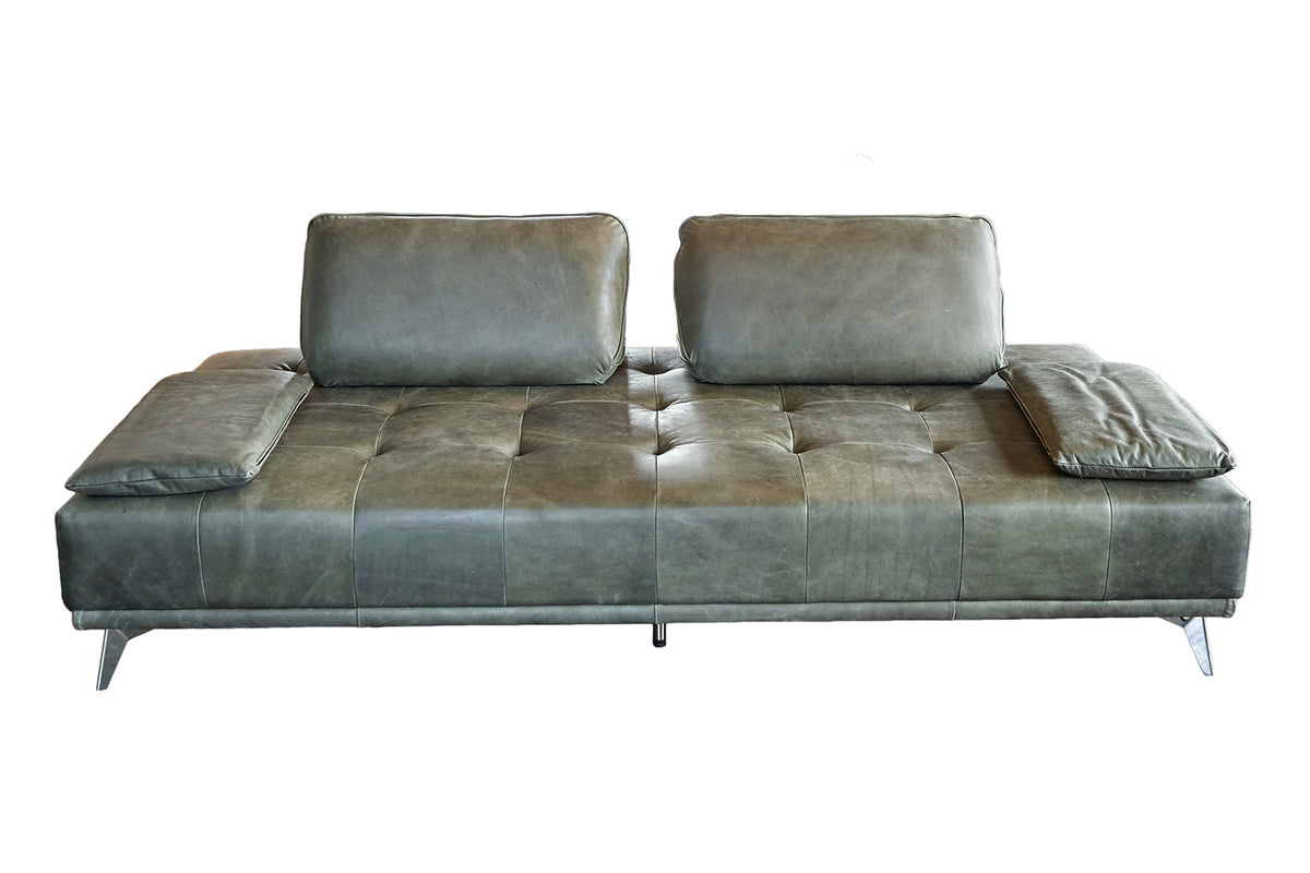 B-Ware KAWOLA Sofa WIOLO Schlafsofa Daybed Leder moosgrün
