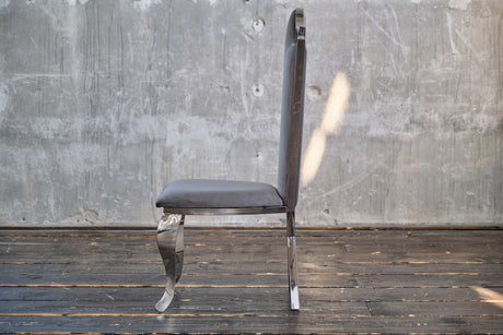 B-Ware KAWOLA Stuhl AMALIA Esszimmerstuhl Barock Velvet grau