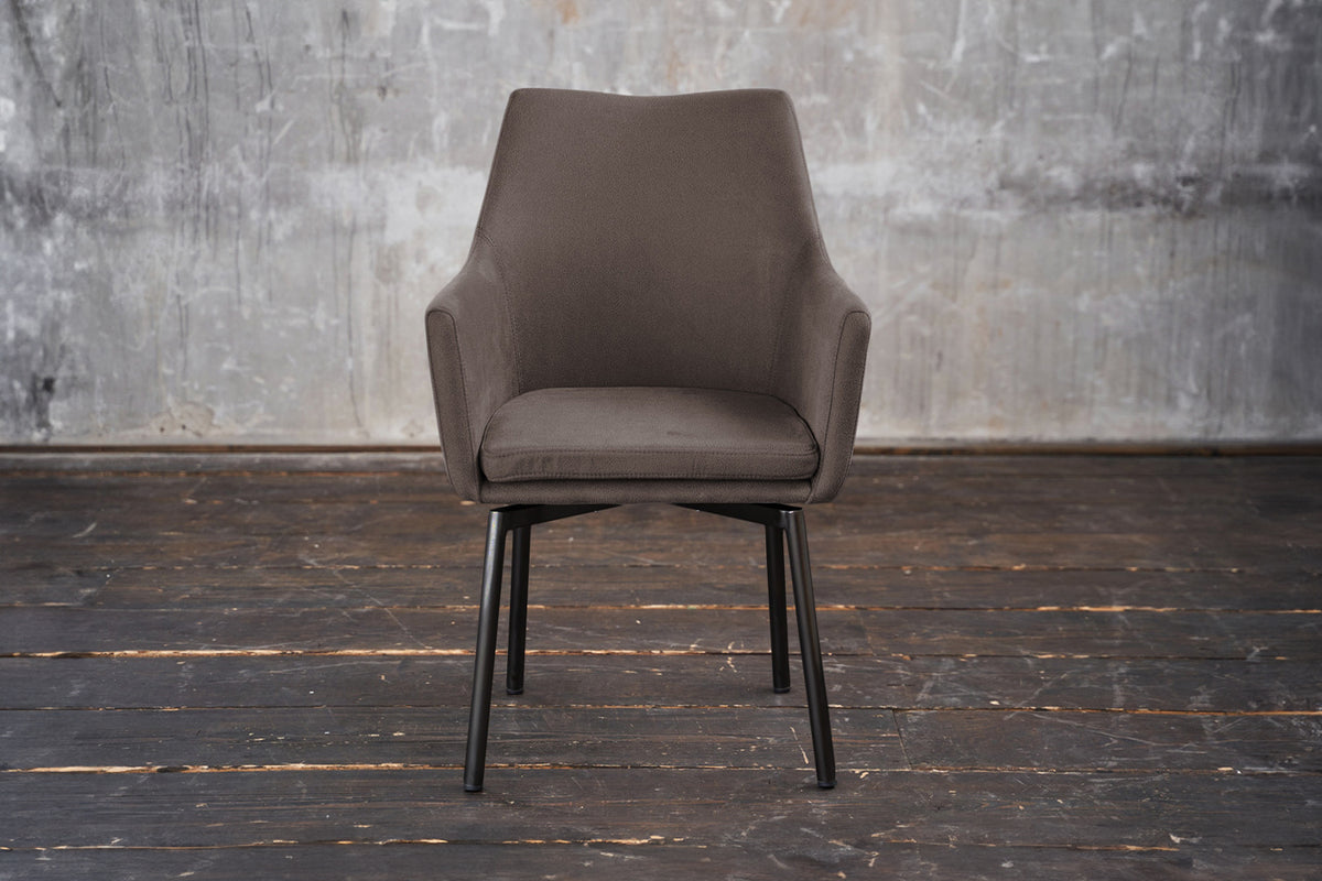 B-Ware KAWOLA Stuhl Cali Sessel Microfaser taupe Füße matt-schwarz