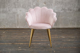 B-Ware KAWOLA Stuhl CARLA Esszimmerstuhl Velvet rosa Fuß gold